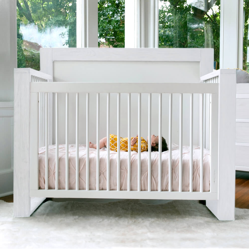 True 4-in-1 Convertible Crib Front View With Model